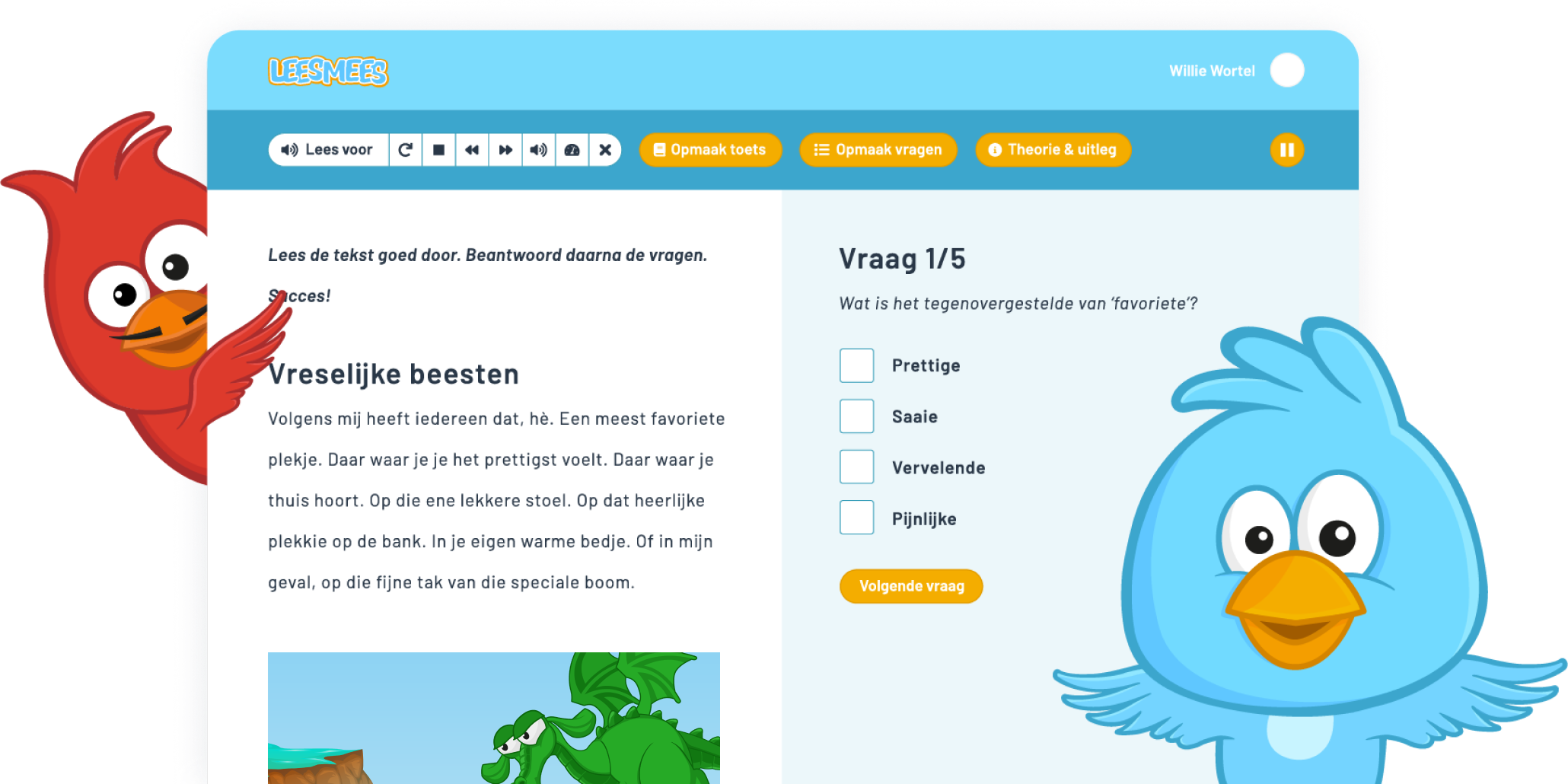 Voorbeeld scherm online oefenen